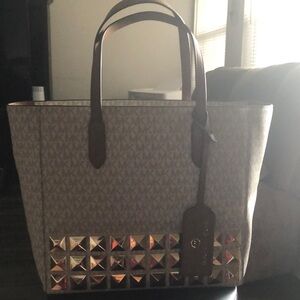 Michael Kors Brown Studded Tote Bag